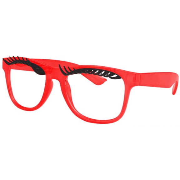 Eyelash Glasses With Red Frames Cute Novelty Party Fun Accessory Adult