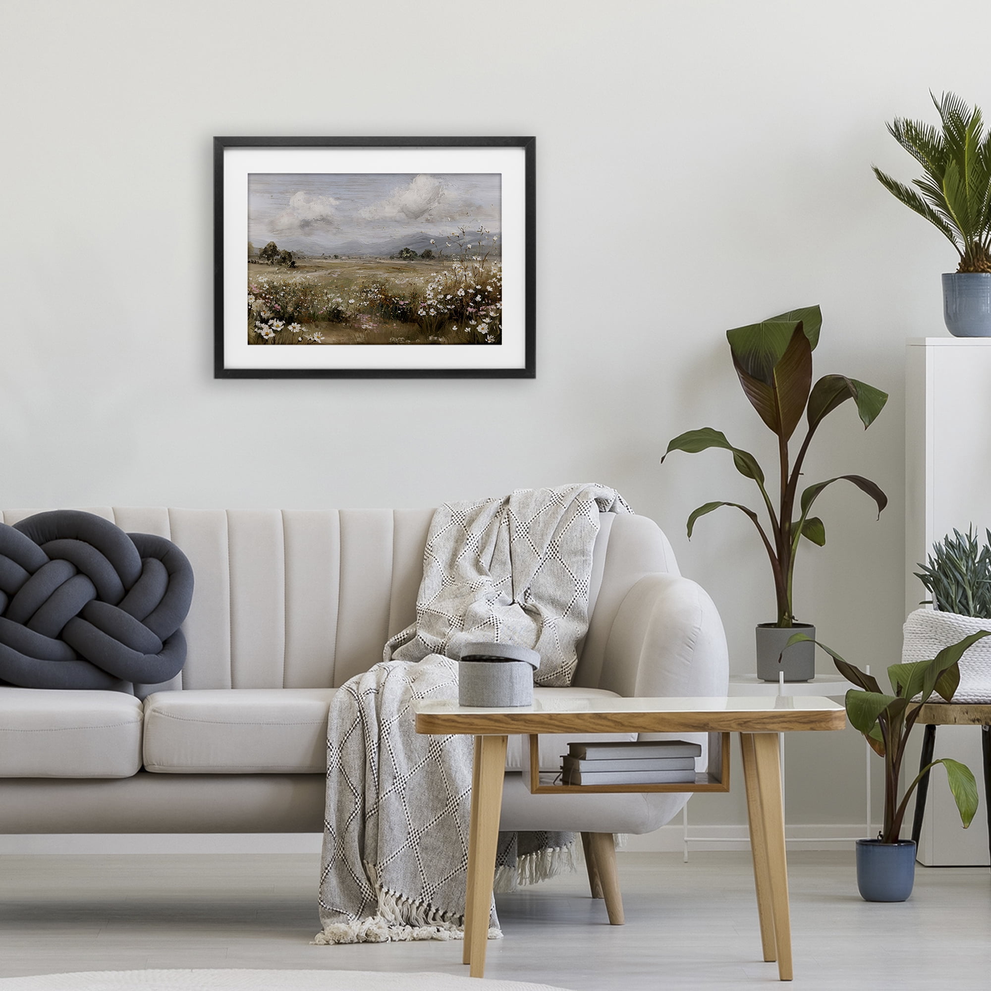 Stupell Industries Daisy Clusters in Field Black Framed Print Under Glass, design by Jacky Ngan
