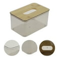 thumbnail image 3 of 1Pc Convenient Medium Square Tissue Box Holder for Living Room Table Clear Black PET Bamboo, 3 of 3