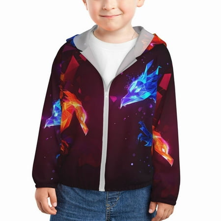 

Vsdgher Futuristic Red And Blue Bird Kids Sun Protection Hoodie with Zip Rash Guard Tops Children s Long Sleeve Sun Protection Clothing - 2 Years
