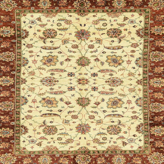 Ahgly Company Indoor Square Abstract Red Oriental Area Rugs, 6' Square