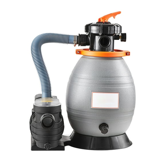 KFFKFF 13" Sand Filter Pump for Above Ground Pools, 3/4 HP Pool Pump Max. Flow 3500 GPH for Pools up to 10000 Gals, 6 Modes Multifunctional Pool Filter, 6-Way Valve & Filter Basket