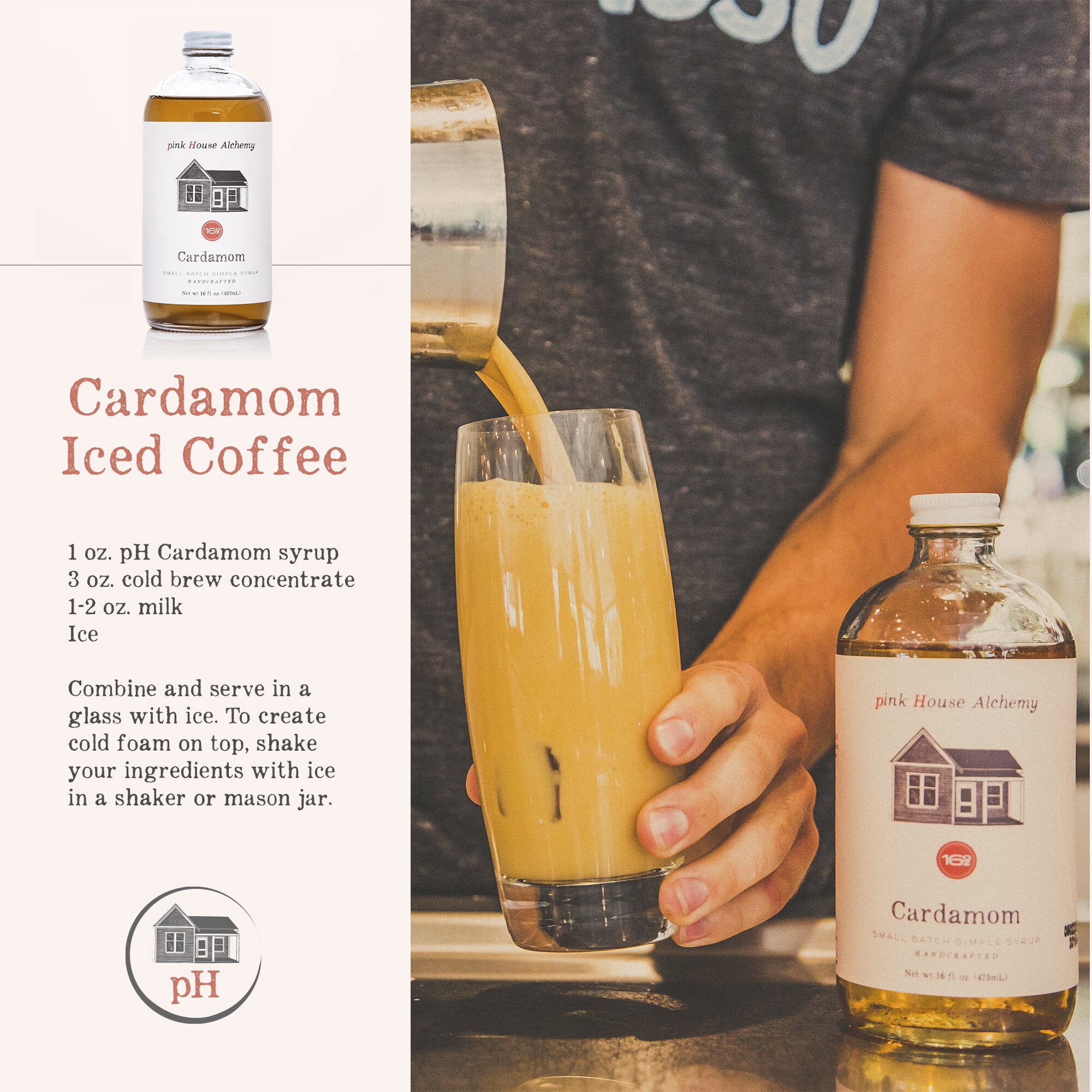 Pink House Alchemy Cardamom Simple Syrup 2 pack of 16 oz (CS2)
