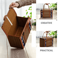 thumbnail image 5 of Fruit Basket Bamboo Woven Portable Simple Handheld Picnic Food Container Foldable Snacks Containers Kids 36x18x25cm,B, 5 of 8