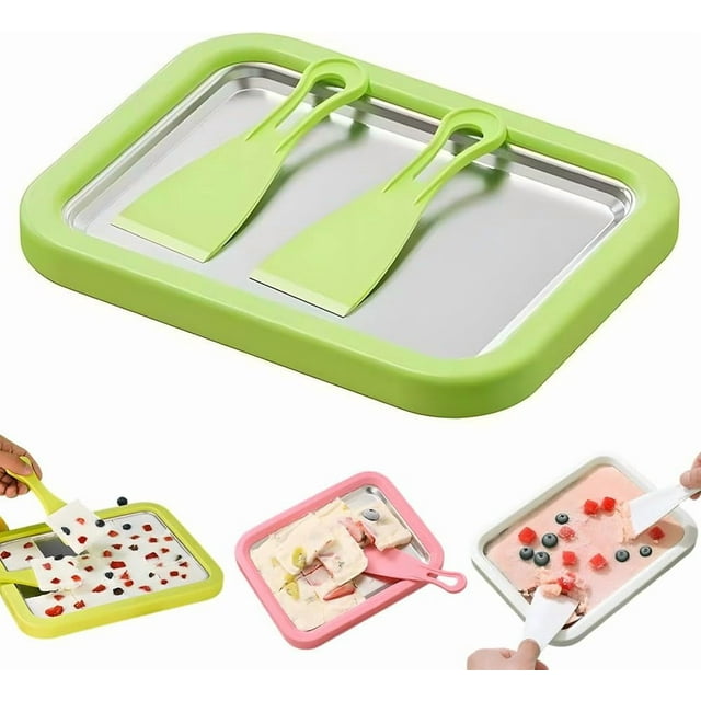 At-Home Rolled Ice Cream Maker Kit with 2 Scrapers, DIY Fun (Green)