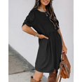 thumbnail image 2 of Women's Summer Casual Twist Knot Short Puff Sleeve Dresses Pleated VCNMR, 2 of 5