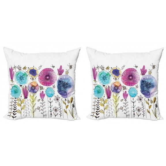 Ambesonne Dragonfly Throw Pillow Cover 2 Pack, Hello Summer Concept, 18", Pink Blue