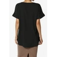 thumbnail image 2 of Women's PLUS Lightweight Woven Dolman Short Sleeve Boat Neck Relaxed Blouse Basic Top, 2 of 7