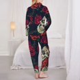 thumbnail image 5 of Disketp Pajamas Set Long Sleeve Sleepwear Womens Button Down Nightwear Pj Sets-Roses Skulls, 5 of 9