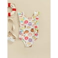 thumbnail image 2 of Qmyliery Little Girls One Piece Swimsuit, Sleeveless Donut/Leopard Printed Sweet Swimwear, 2 of 8