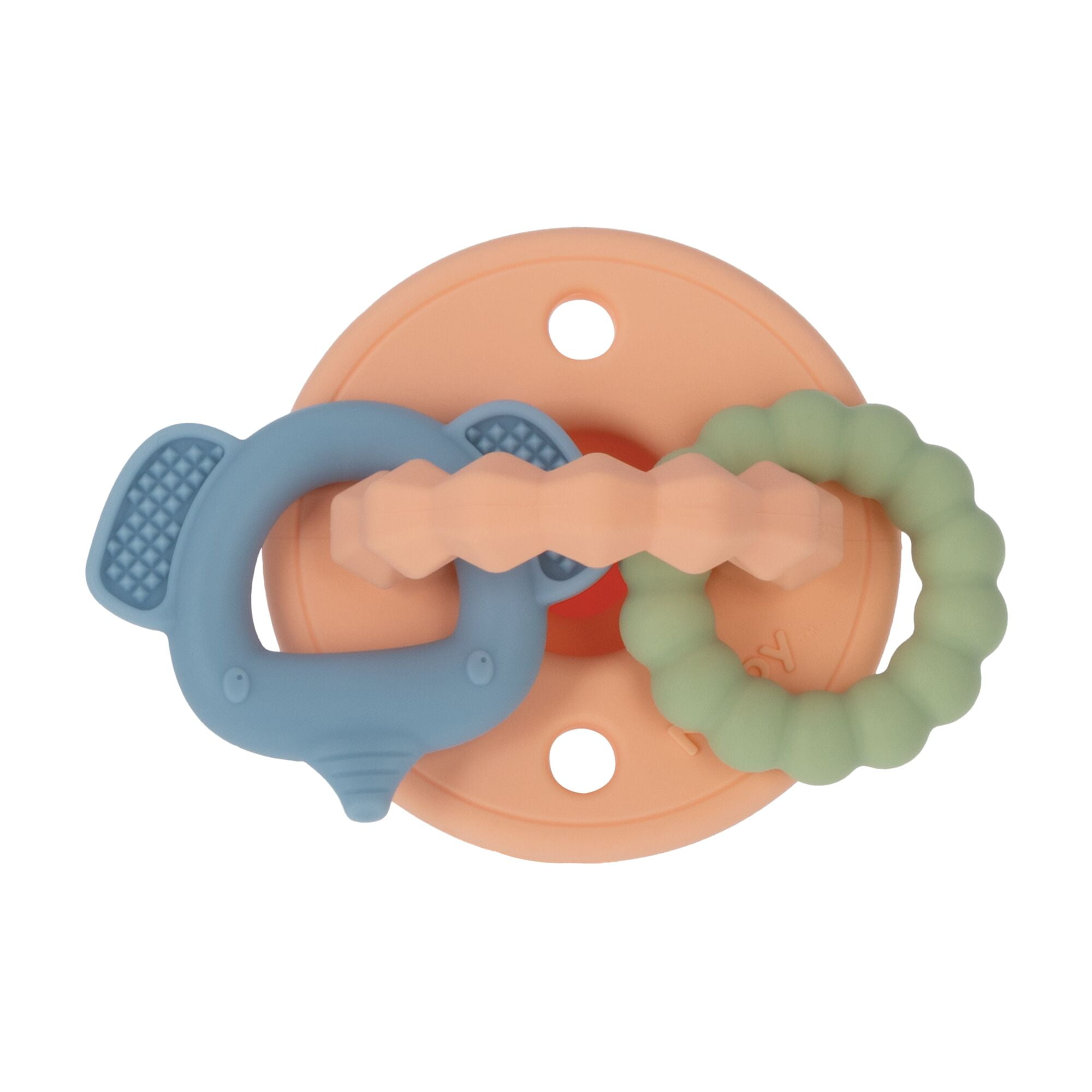 Nuby Silicone Softee Pacifier with Teething Charms for Infants, 2 Pack
