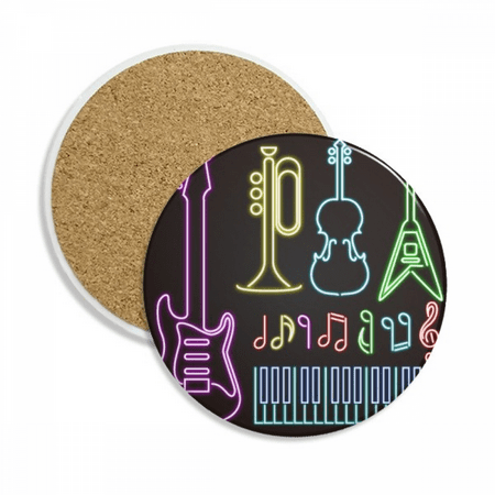 

Guitar Music Instruments Neon Coaster Cup Mug Tabletop Protection Absorbent Stone