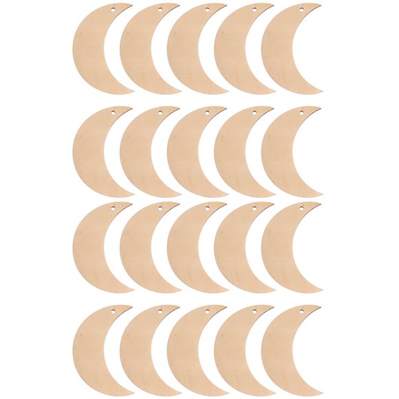 20 Pcs Découpes en Bois de Lune Non Finies DIY Tranches de Bois DIY Graffiti Découpes en Bois Non Finies