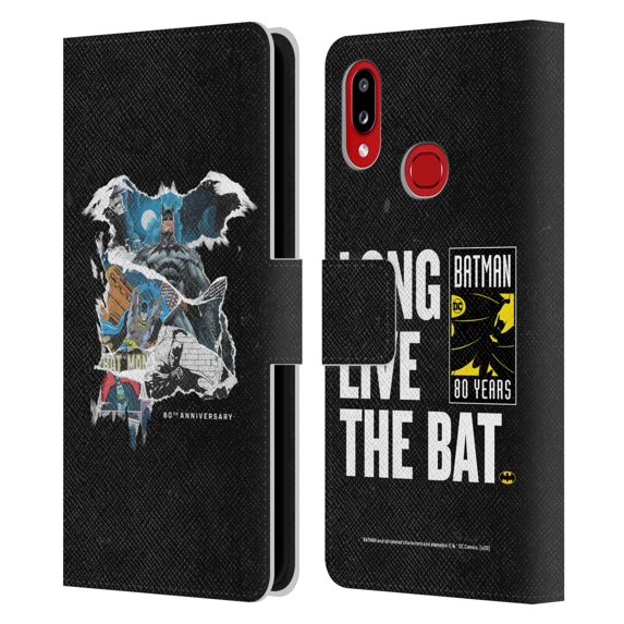 Head Case Designs Officially Licensed Batman DC Comics 80th Anniversary Ripped Paper Logo Leather Book Wallet Case Cover Compatible with Samsung Galaxy A10s (2019)