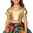 thumbnail image 4 of Ulitacool Girls Tee Short Sleeve Blouse Sequins T Shirt O Neck Tops Basic Playsuit Gold 5-6 Years, 4 of 4