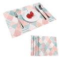 thumbnail image 1 of DouZhe Polyester Set de 4 Napperons, Aquarelle Triangle Mosaïque Fond Motif Résistant à la Chaleur Place Mats pour Table à Manger, 12 "x 18", 1 of 6