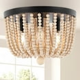 thumbnail image 3 of JONATHAN Y Eivissa 13" 3-Light Coastal Farmhouse Iron/Wood Bead LED Flush Mount, Oil Rubbed Bronze, JYL9929A, 3 of 8