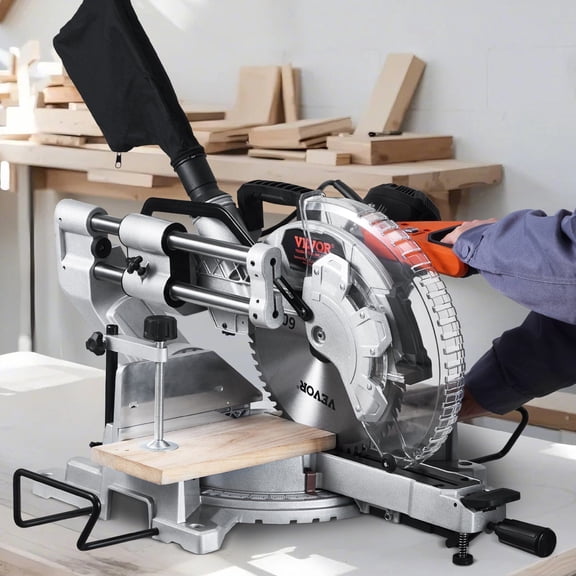 15 Amp Corded Sliding Compound Miter Saw, 12-Inch Blade, Double Bevel, 60-Tooth for Professional Use