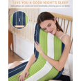 thumbnail image 5 of Navy Blue Green Stripe Pillow Cases Body Size, Smooth Satin Pillowcase for Hair and Skin, Modern Art Horizontal Striped Decorative Cooling Bed Pillow Covers with Zipper, 20x54 Inches, 5 of 5