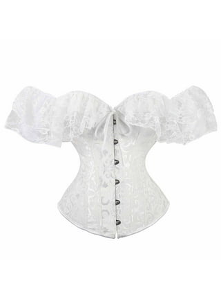YouLoveIt Women's Corsets Bustiers Satin Lace up Overbust Corset Plus Size  Waist Training Corsets G-String Set Plus Size Overbust Corset Bustier Top 