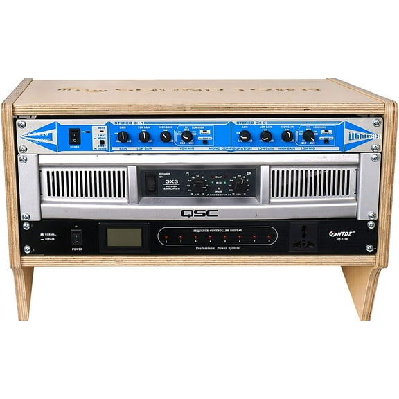 Sound Town DIY 4U Angled Desktop Turret Studio Rack with Baltic Birch Plywood, Golden Oak, Assembly Required (SDRK-Y4SL)