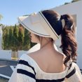 thumbnail image 4 of 55-60cm hat circumference adjustable empty top sunscreen hat female summer outdoor sun hat with bowBeige, 4 of 6