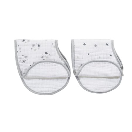 aden + anais Cotton and Muslin Burpy Drool Baby Bib, 2pk, Unisex