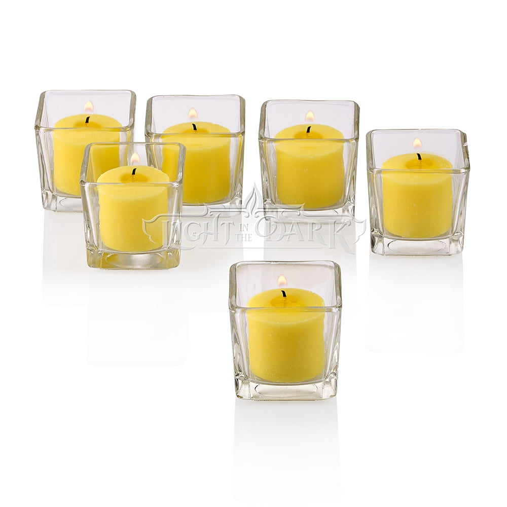 Citronella Votive Glass Container Candles Mega Candles Set of 12 Yellow 