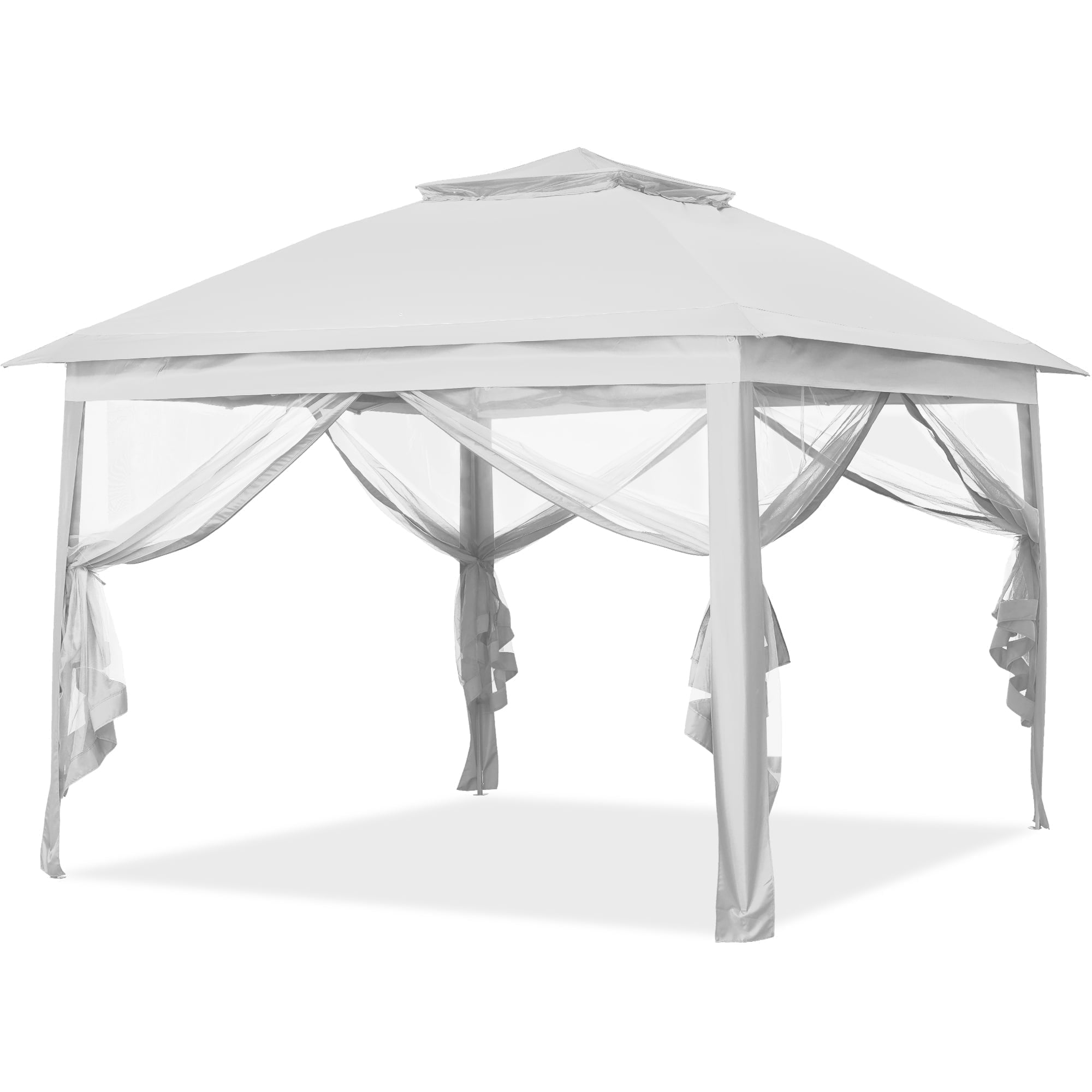 Ainfox 11x11 ft Outdoor Patio Pop Up Canopy Gazebo with Heavy Duty Frame, Mosquito Netting & UV Protection,White