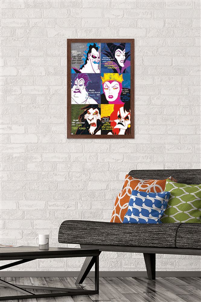 Disney Villains - Grid Wall Poster, 14.725" x 22.375", Framed