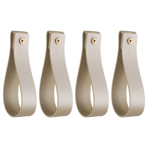 Uxcell 4pcs Leather Curtain Rod Holder 1 x 4.7 Inches Wall Hanging Straps for Wall Bathroom Kitchen Bedroom, Gold