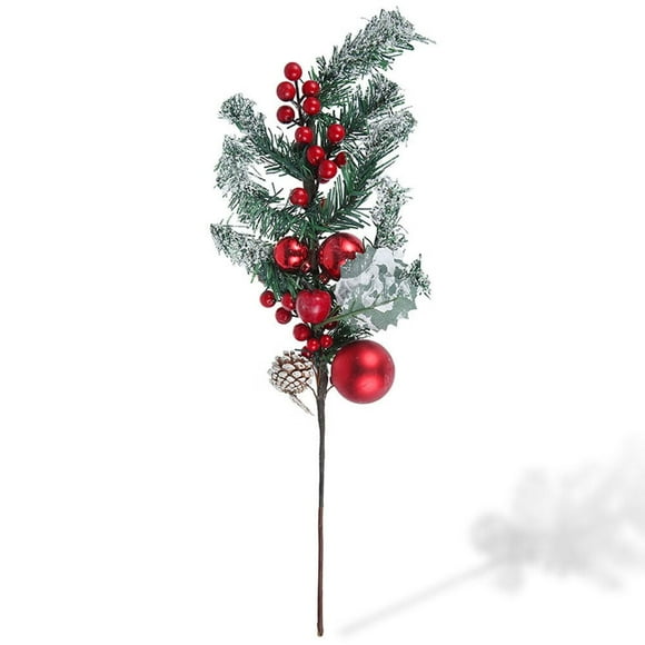 AMERTEER Christmas Pine Picks Decoration Artificial Frosted Pine Picks with Berries Pine Cones Pine Cone Branch Decor for Christmas Tree Garland Wreath Decor
