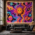 thumbnail image 6 of Anthropomorphic Sun With Planets & Eyes in Cosmic Swirl, Whimsical Psychedelic for Space Lovers, Celestial Wall Art Decor, Birthday Gift Tapestry Wall Hanging for Bedroom and Living Room, 6 of 7