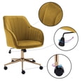 thumbnail image 2 of Duhome Velvet Desk Chair with Arms, Swivel Adjustable Office Chair Computer Task Chair with Wheels, Yellow and Gold, 2 of 7
