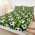 thumbnail image 5 of Erosebridal Green Grass Soccer Queen Sheet Sets, Sport Bed Set for Boys and Girls, 4pcs, 1 Flat Sheet, 1 Fitted Sheet and 2 Pillowcases, 5 of 6