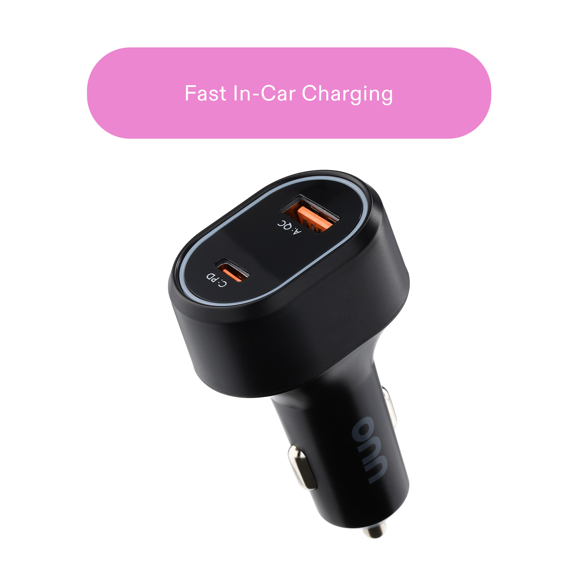 onn Dual Port Fast Car Charger, USB-C & USB photo 4