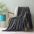 thumbnail image 3 of Flannel Throw Blanket, Twin Size (60"x 80") Gray 420GSM Microfiber Blanket, Super Soft Wheat Pattern Blanket Cozy Warm for Office Nap Blanket Couch Bed Blanket / All Seasons Use, 3 of 8
