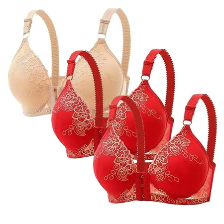 Black of Friday Deals!Clearance Staron 3PC Daisy Bras for Older Women Comfort No Underwire Bras Comfortable Wireless Bras Stretch No Steel Bra Push up Bras