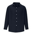thumbnail image 5 of Amtdh Men's Slack Shirt Cotton Linen Long Sleeve Lapel Classic Button Down Dress Shirt for Men Casual Soft Fitting Lightweight Blouses Mens Cool Tops Navy_Cool XXXL, 5 of 6