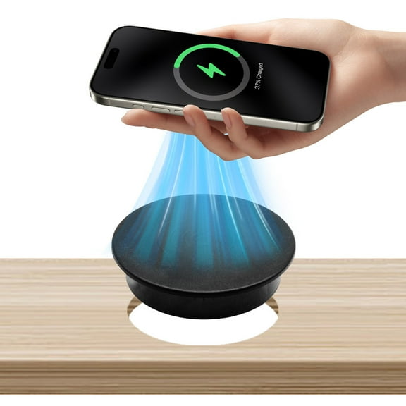 Facon Desk Wireless Charger 10W Fast Charger, 12V DC Desktop Grommet Power Wireless Charging Pad, Compatible with All Enabled Phones
