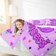 thumbnail image 3 of spefrowx Bowknot S Letter Full Size Comforter Sets for Girls, Purple Sequin Print Star Princess Bedding Comforter Set, Stars Reversible, 3-Piece, 1 Comforter and 2 Pillowcases, 3 of 6