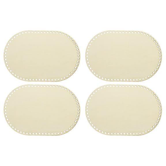 Uxcell 12" x 8" Crochet Basket Bottom, 4Pcs Oval Blank Crochet Knitting Wooden Base for DIY Craft Basket Making