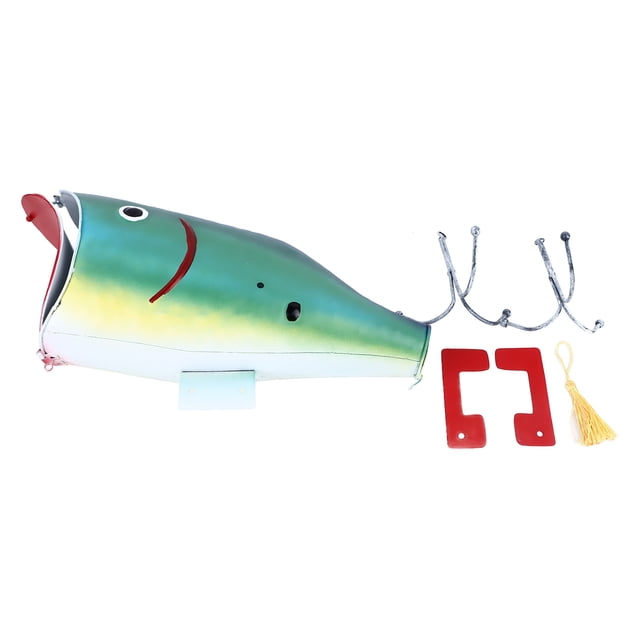 Buzón de pescado, boca grande, Metal resistente, fácil instalación, colores brillantes, buzón postal de pescado para jardín, granja, patio trasero