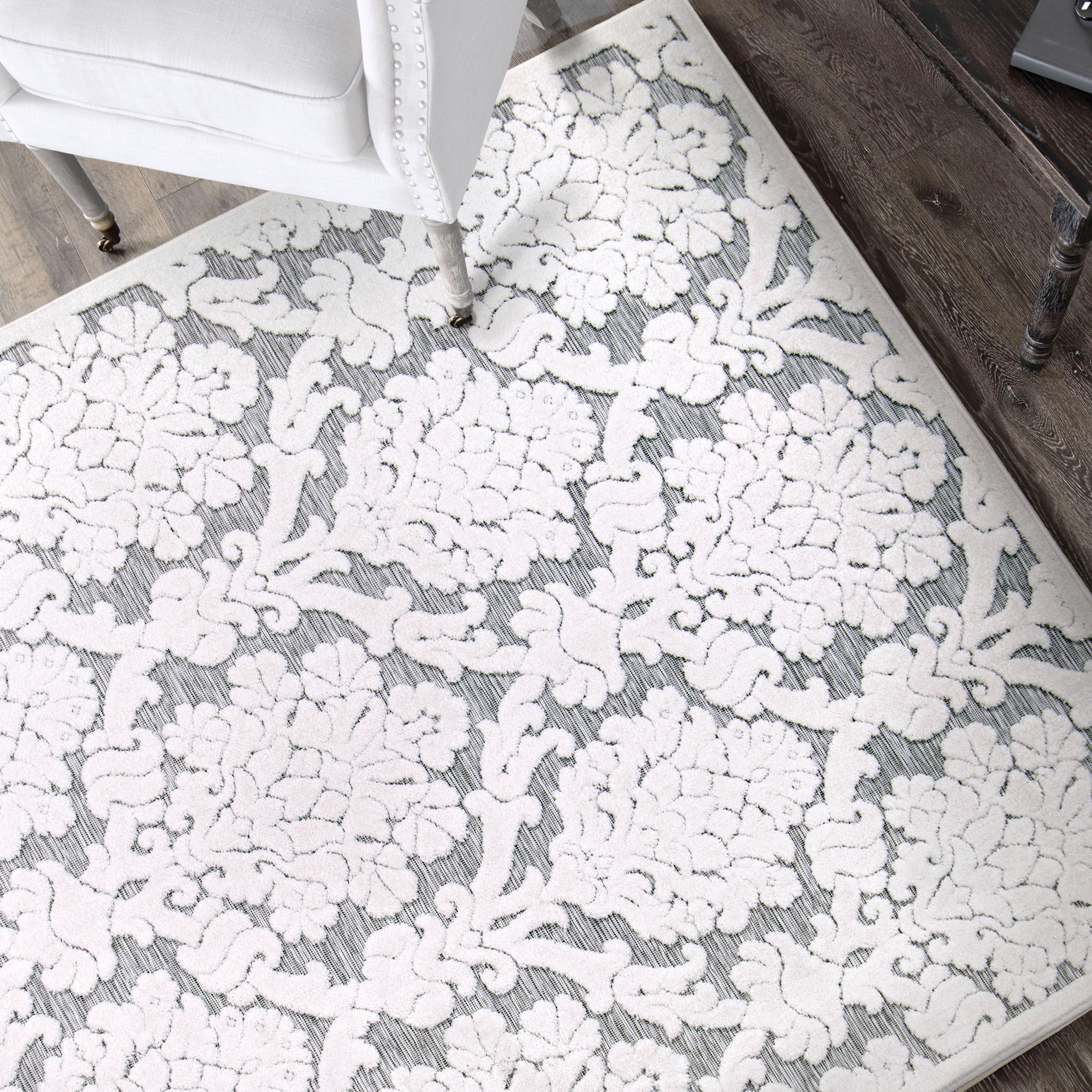 My Texas House Charlotte 9' X 13' Natural Gray Floral Area Rug