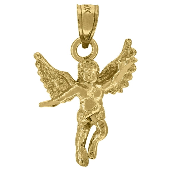 10kt Yellow Gold Diamond-Cut Unisex Angel Religious Charm Pendant