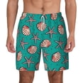 thumbnail image 3 of Uemuo Starfish and Shell Pattern Mens Swim Trunks Quick Dry Board Shorts with Mesh Lining, Stretch Beach Shorts Quick Dry No-Chafing Board Shorts-Medium, 3 of 9