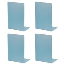 Unique Bargains Metal Bookend with L Shape Design 5.35"x3.74"x7.68" 2 Set Blue