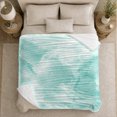 thumbnail image 5 of Aqua Shell and Wave Line Pattern with Soft Sand Texture, Calm Coastal Motif for Beach Lovers, Housewarming Gift, Soft Flannel Blanket for Beach House and Guest Room, Coastal Home Decor, 5 of 9