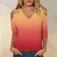 thumbnail image 6 of Womens Tops 3/4 Length Sleeve Tops Neck Casual Print Tunic T Shirts Three Quarter Length Tops Blouses For Women, 6 of 7