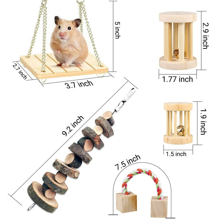 Guinea Pig Toys 10 Pack Natural Wooden Hamster Chew Toy Set Teeth Care Molar Exercise Toys for Pet Rats Dwarf Syrian Hamsters Chinchillas Gerbils